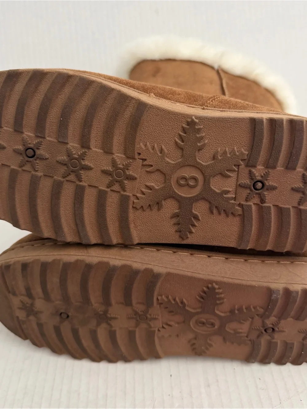 Women's Brown Suede Winter Boots with Cream Fur Trim
